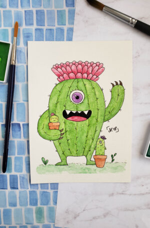 Cactus Monster Family Portrait