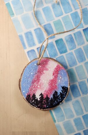 Trans Pride Galaxy on Wood Slice
