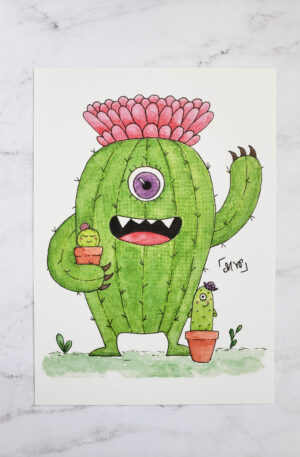 Cactus Monster Family Portrait Print